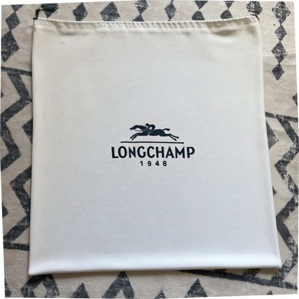 Authentic Longchamp White Drawstring Dust Bag Cover Large Logo 1948 Purse